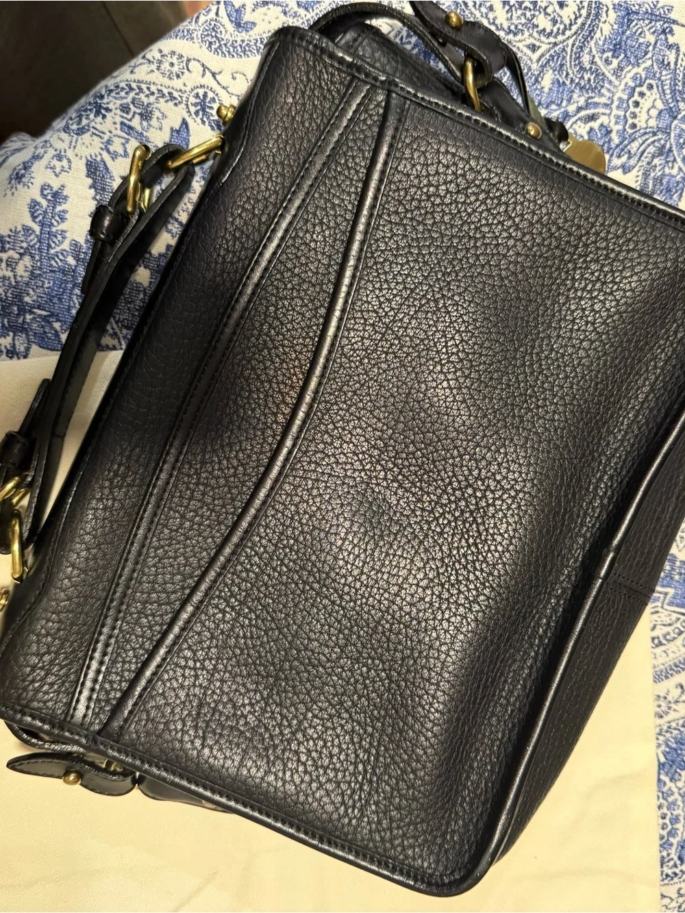 Black Leather AWL BLACK ON BLACK Shoulder Bag with Gold Hardware brass